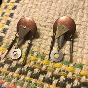 Vintage steam punk mixed metal pierced earrings